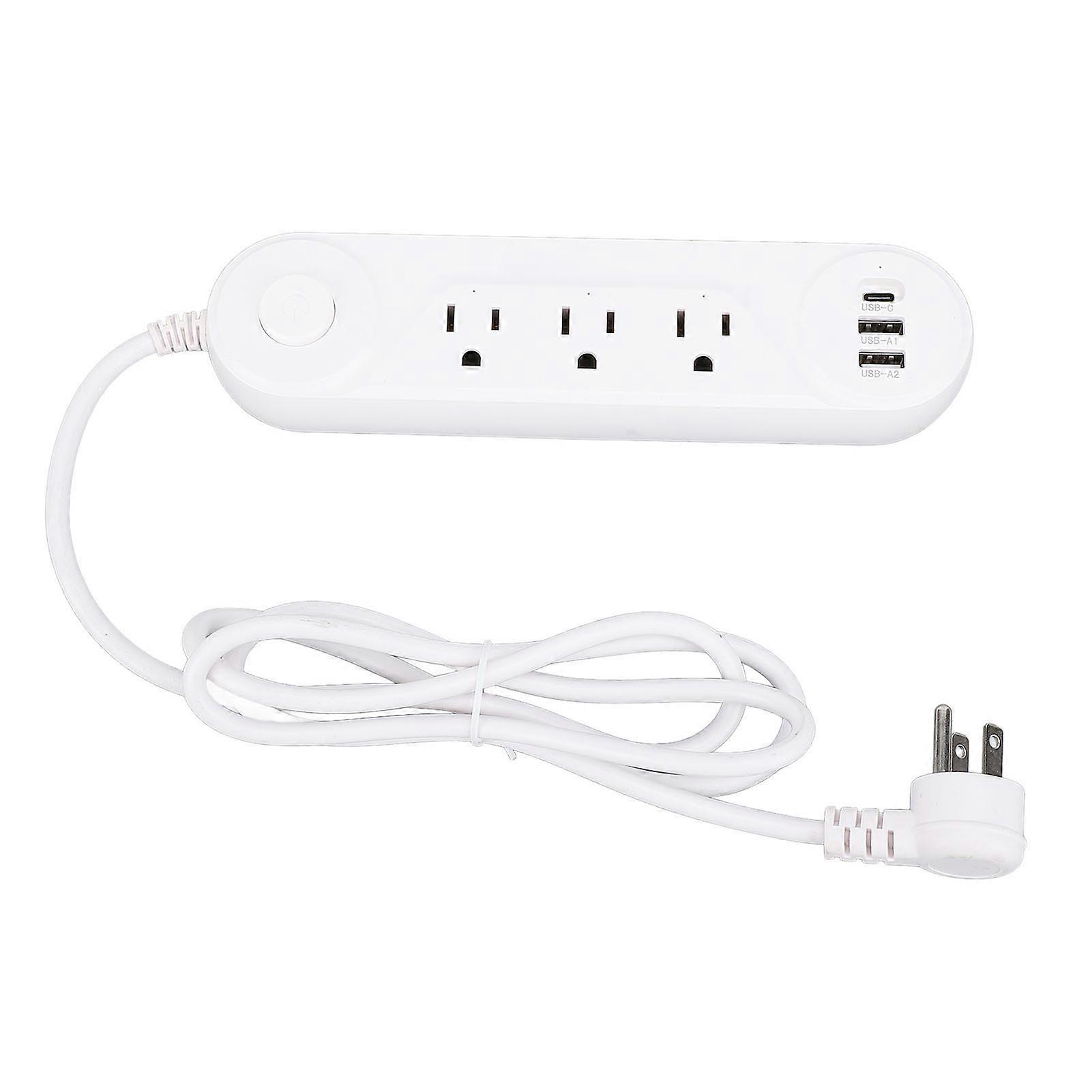 5FT 5 in 1 USB Strip 30W USB A Type C Multifunctional Flat Plug Power Board for Study Work Life