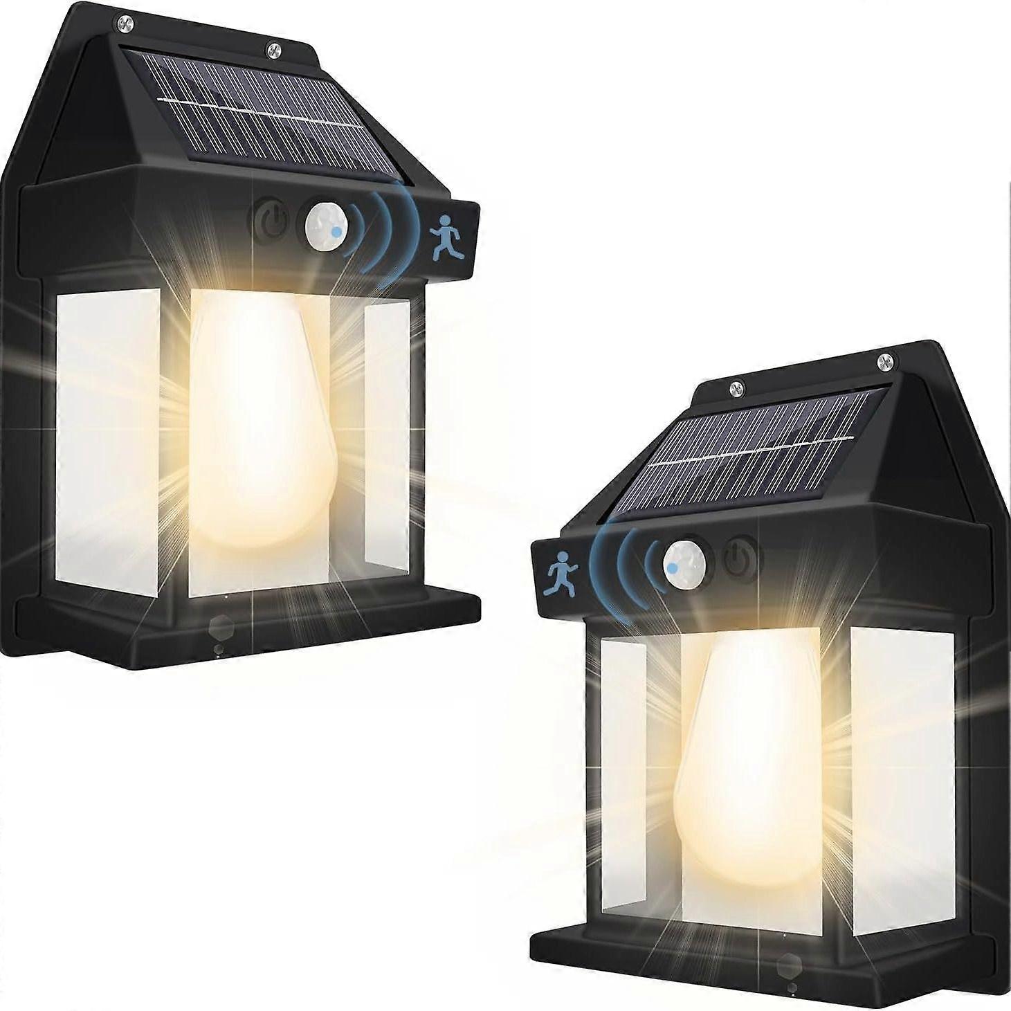 2-Pack Solar Tungsten Bulb Wall Light Outdoor Lighting Garden Multi-Function Induction Decorative Light