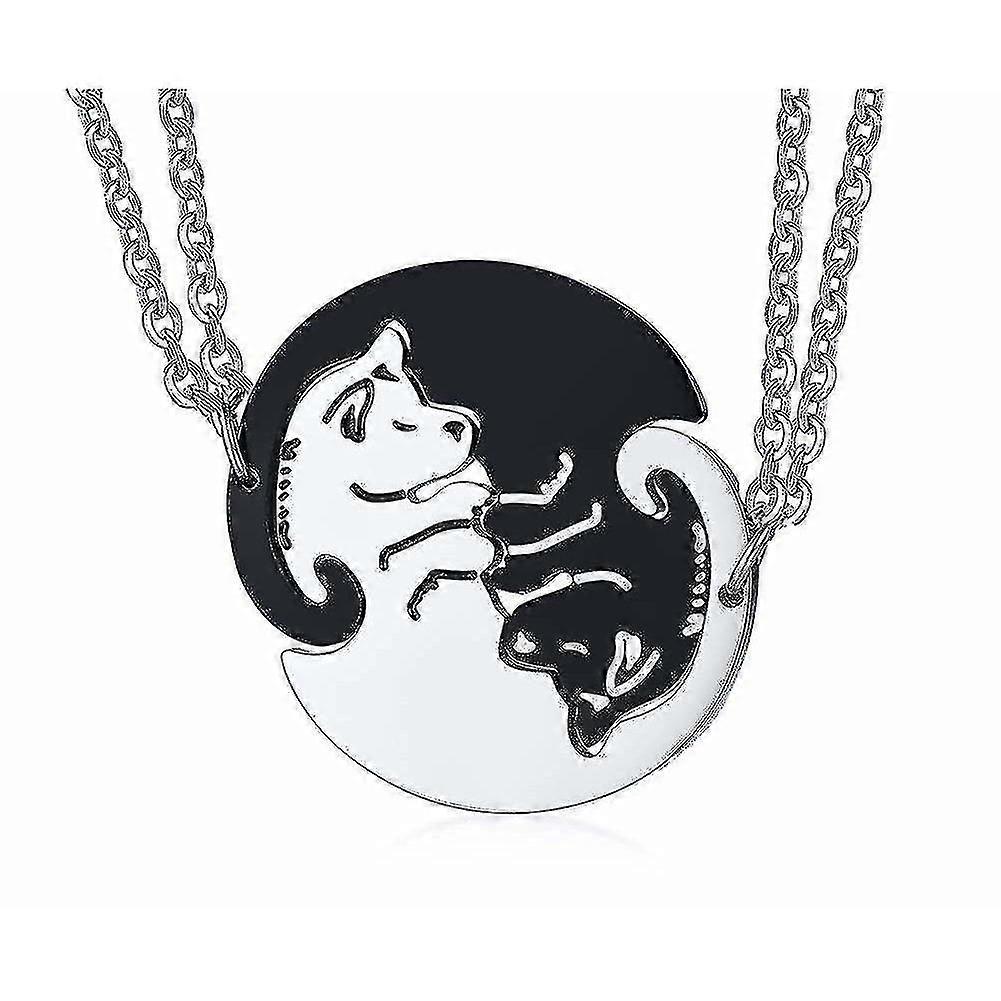 Acier inoxydable Split Puzzle Yang Collier Bijoux Amitié Couples