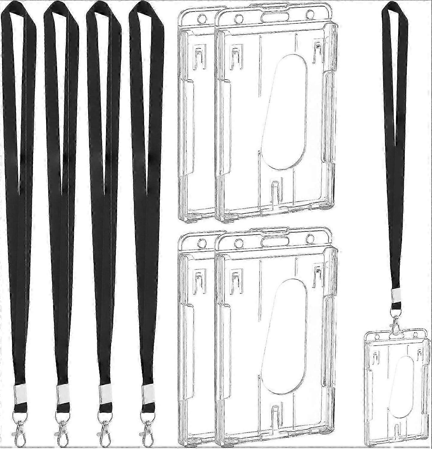 4 Pcs 2 Cards Badge Holder ID Credit Card Case Clear Plastic Work Badges Protector with Quick Access Thumb Slot FY