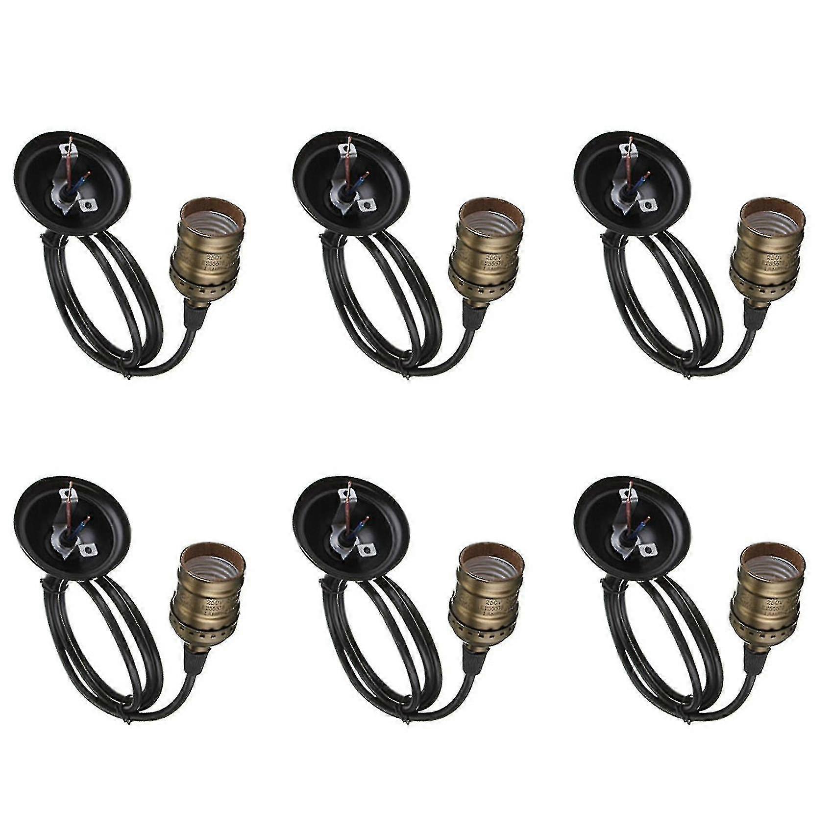 6x Vintage Lamp Light Base Socket Holder E27 Screw Bulbs -suitable For Bare Bulb Features With Wire