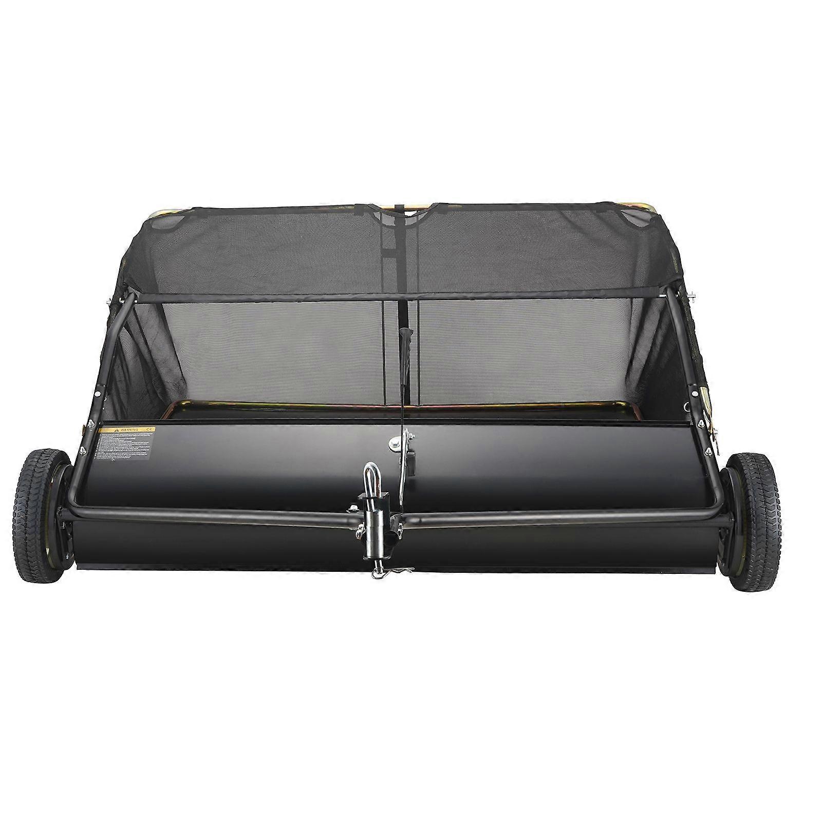 Lawn Sweeper, 48.5"/26 cu. ft Large Capacity Tow Behind Yard Sweeper, Dumping Rope Design & Heavy Duty Leaf & Grass Collector