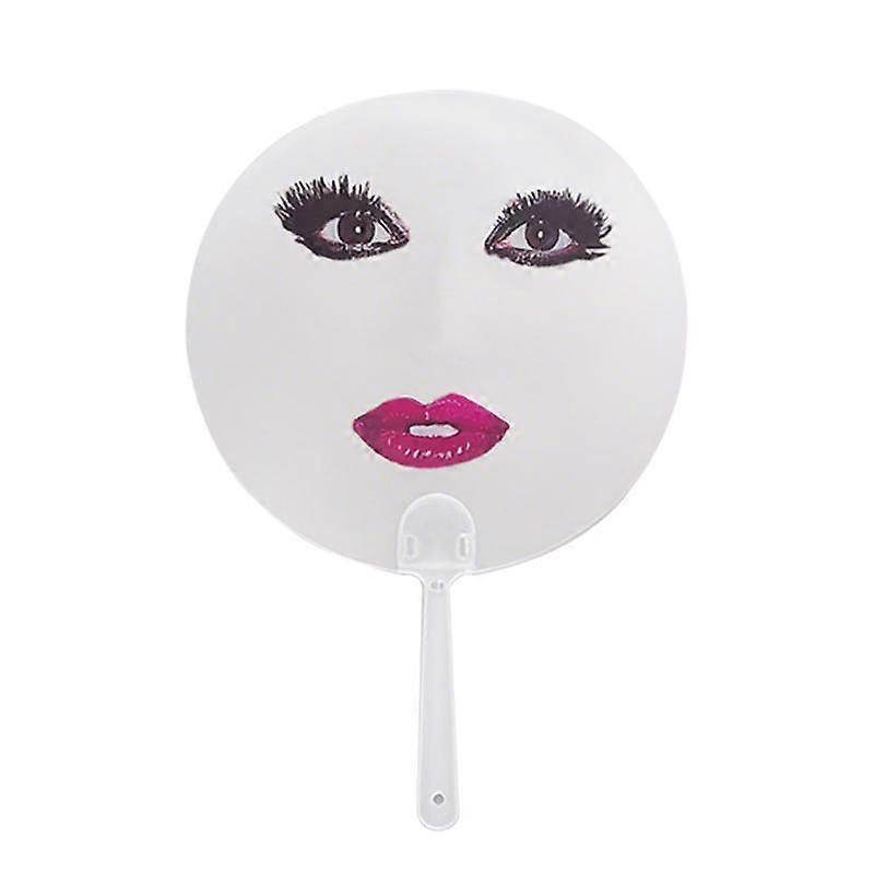 3Pcs Transparent Funny Flame Red Lips Printed Fans Mini Small Round Fans Summer Portable Hand Cranked Fans Decoration Gift