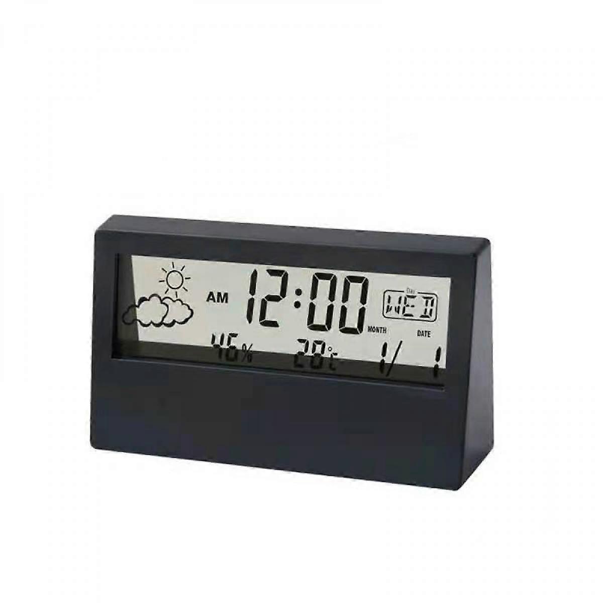 Digital Travel Alarm Clock - Foldable Calendar & Temperature & Timer LCD Clock with Snooze Mode - Large Number Display, Battery Operated - Compact Des