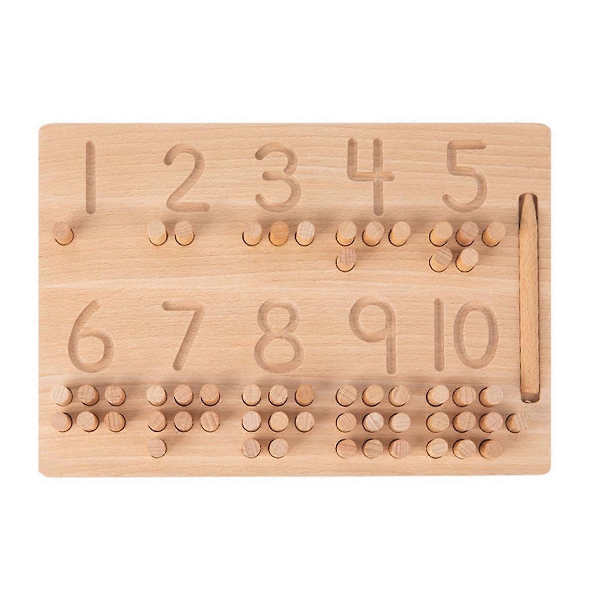 1-10 Number Description Pen Control Training Board Blind Writing Board Wooden Counting Classificati
