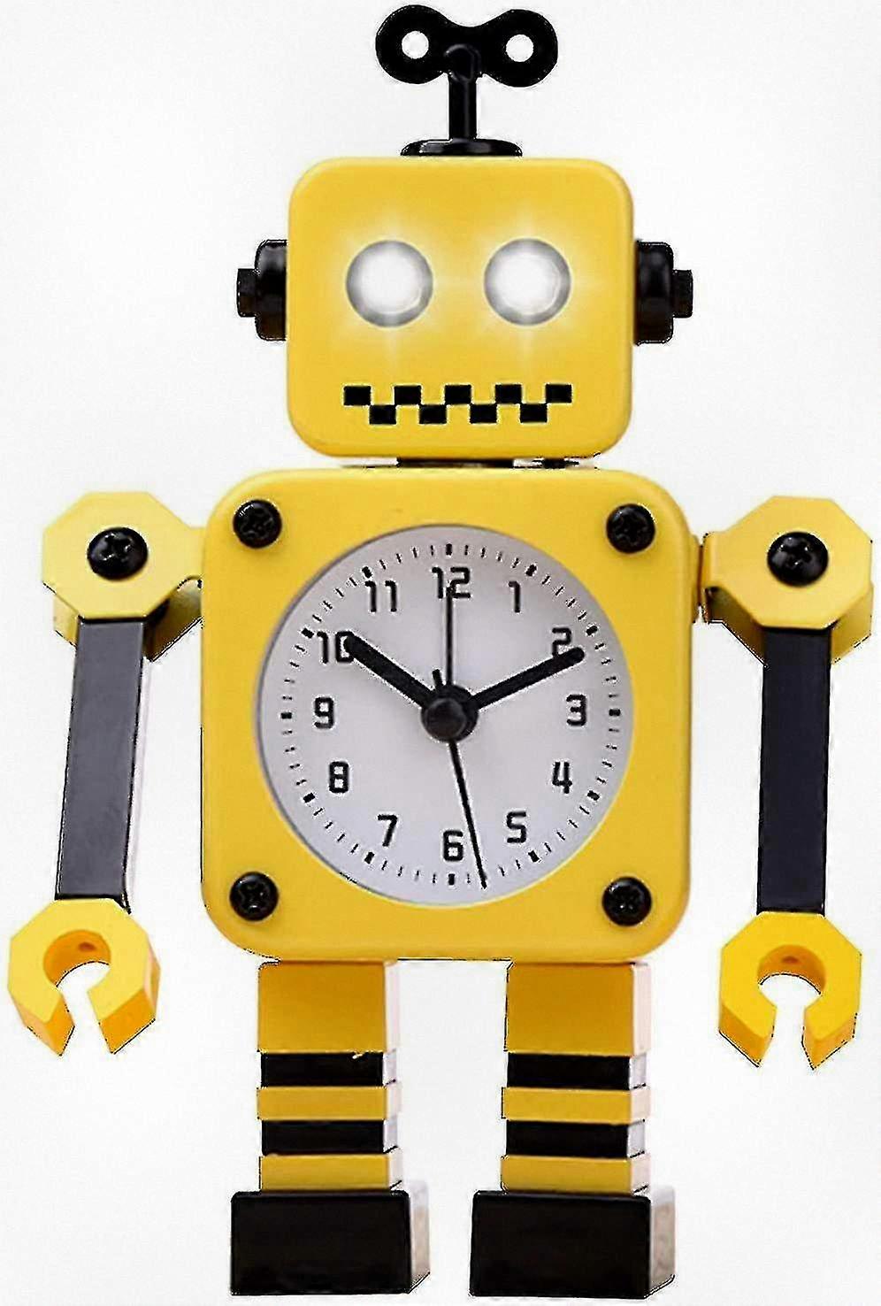 Stainless Steel Silent Robot Clock with LED Illuminated Eyes for Fruugo