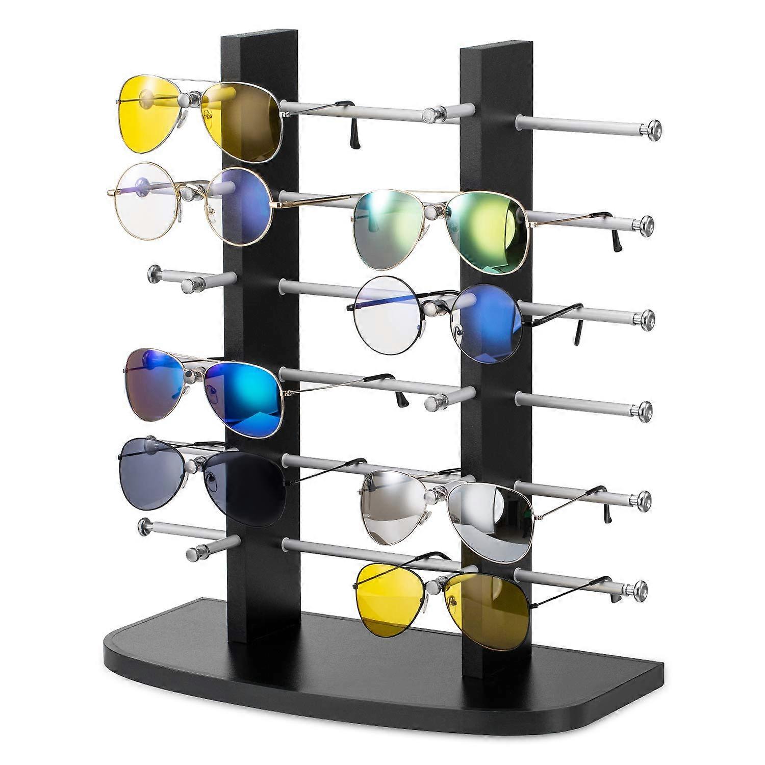 Polmart Sunglass/Eyewears Display Stand, Black, Double Towers, 12Pair Capacity