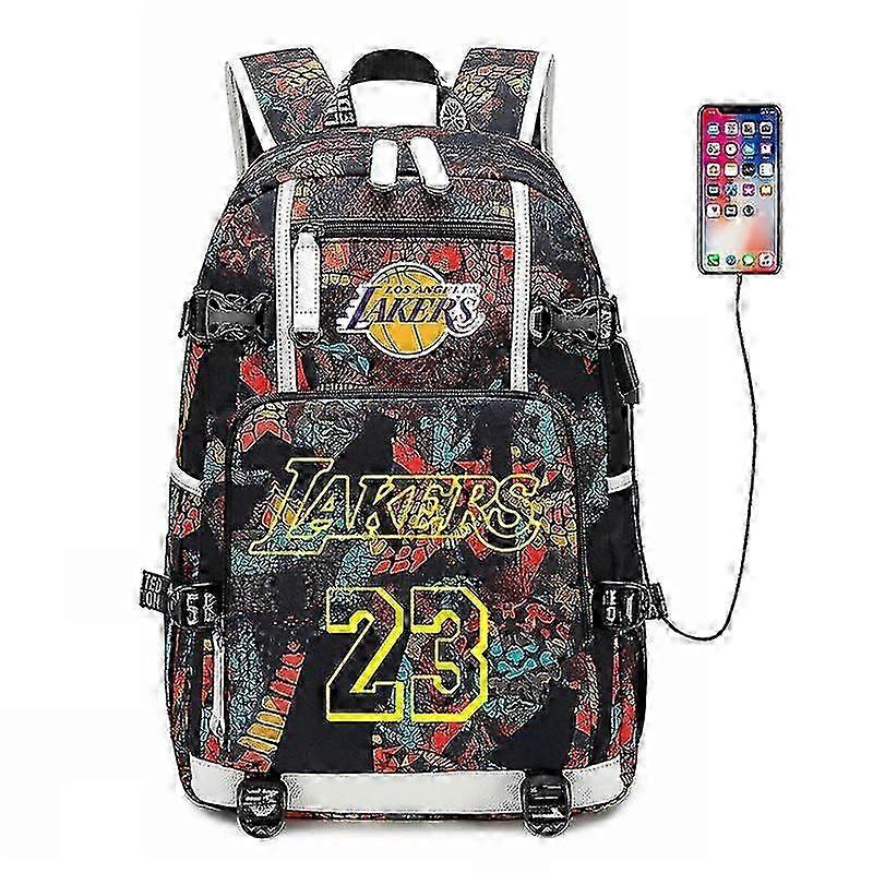 Nba Peripheral Series Star Logo Multifunctional Usb Backpack Luminous Fluorescent Backpack