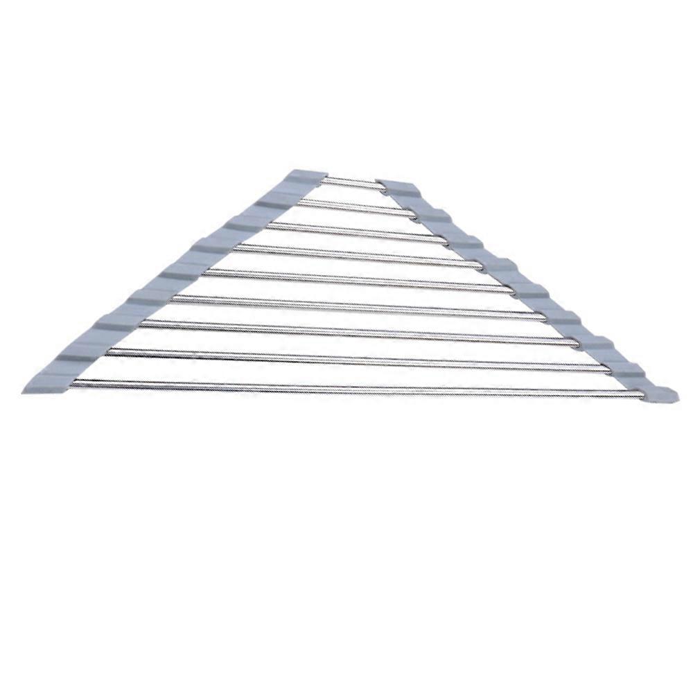 Triangle Dish Drying Rack For Sink Corner Roll Up Dish Drying Rack Folding Stainless Steel Multipurpose