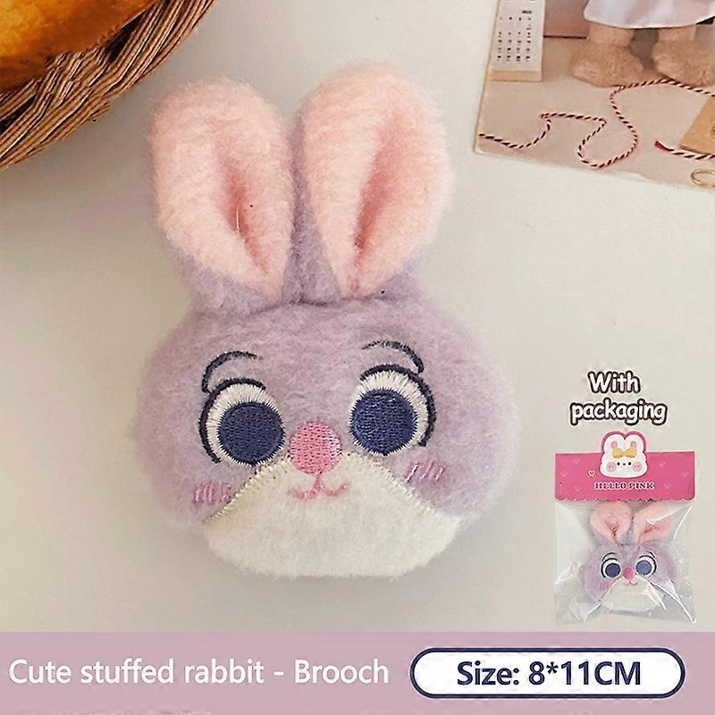 Zootopia Plush Keychain Brooch Cartoon Rabbit Fox Soft Stuffed Doll Pendant Car Key Ring Backpack Bag Decor Kid Gift