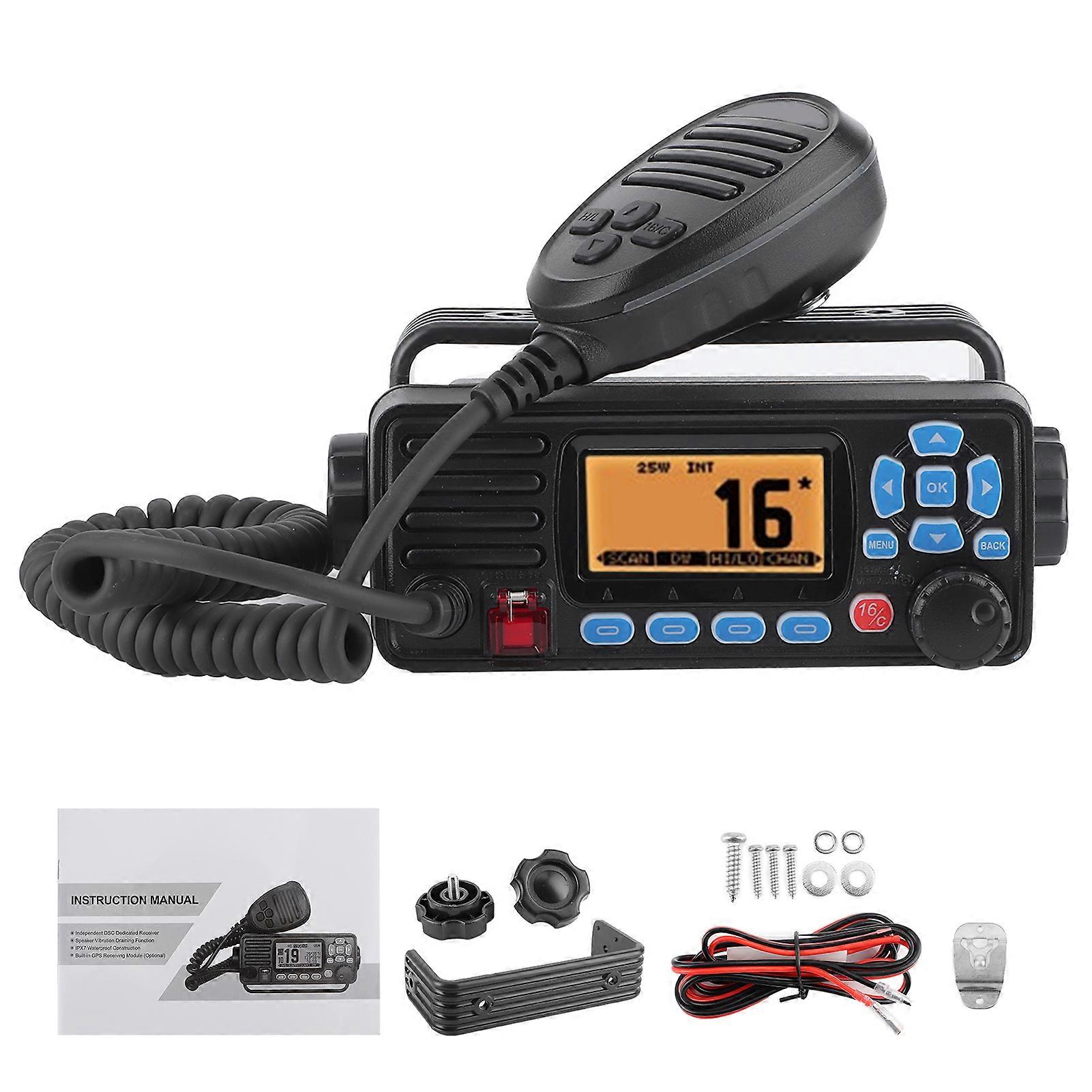25W Marine VHF Radio High-Power GPS Waterproof Communication Device IPX7 Protection DSC Function Built-in GPS LCD Display Durable Design for Maritime 
