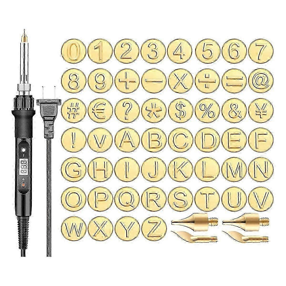 56 قطعة طقم حرق الأخشاب مع الحروف ، مجموعة حرق الخشب / الجلد DIY ، مجموعة أدوات الإستنسل الحديد لحام الرسالة لنا التوصيل