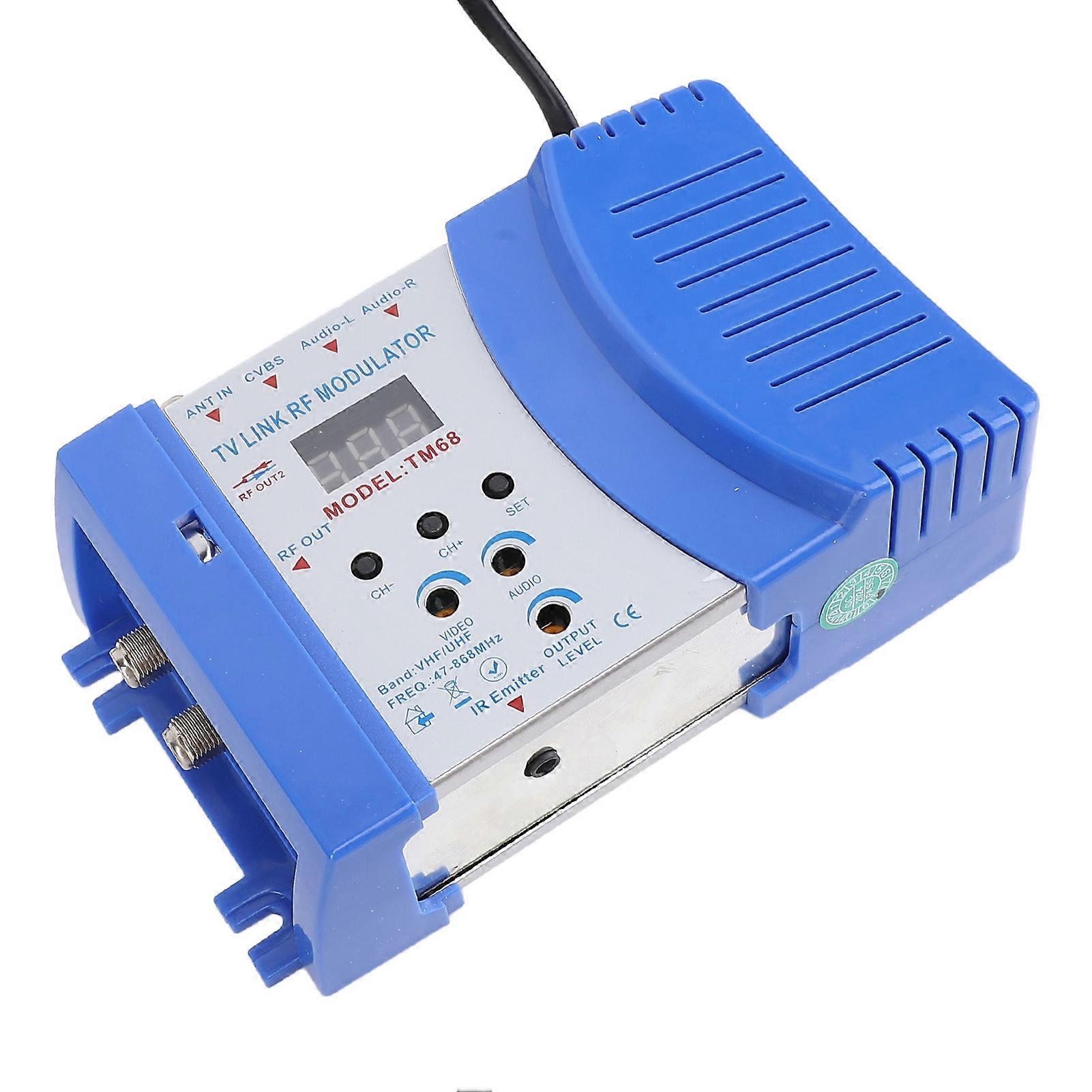 TV LINK RF Modulator VHF UHF Audible Video TV Converter with Infrared IR Control for CATV System PAL NTSC Standard TM68 US Plug 