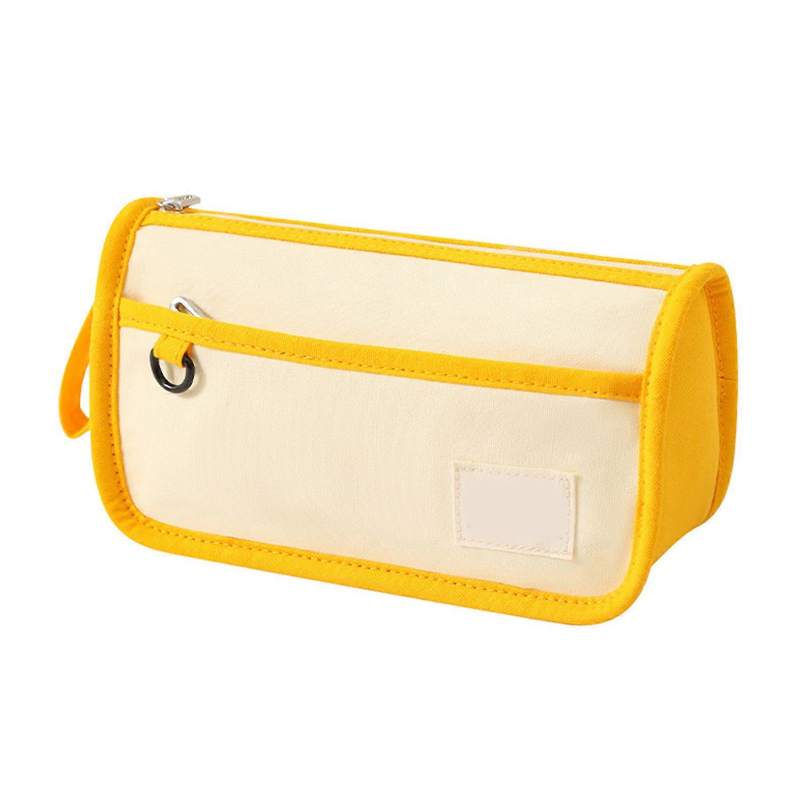 Styles coréens étui à crayons Sac à crayons en toile Grande capacité Étui à stylos Pochette à stylos Esthétique Sac à crayons Organisateurs jaune