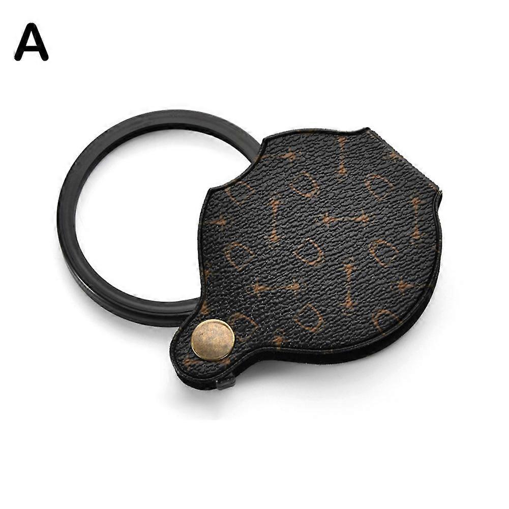 1PC(A)$ Portable leather case folding magnifier HD high magnification promotional gift magnifier