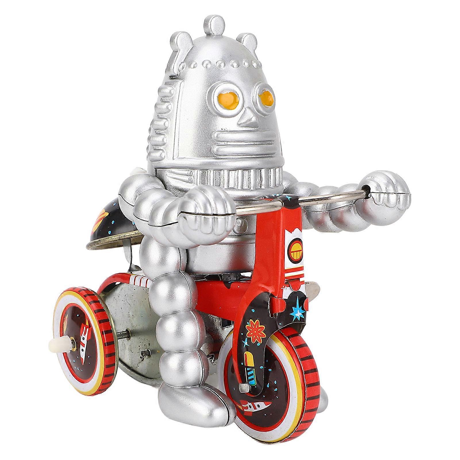 Retro Tin Wind-Up Iron Ringing Robot Toy for Collectors & Props