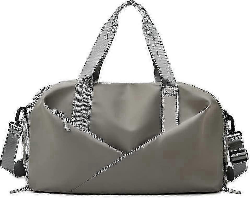 靴コンパートメント付き女性用スモールジムバッグ-旅行ヨガスイミング用スポーツダッフル(ブラック/グレー)