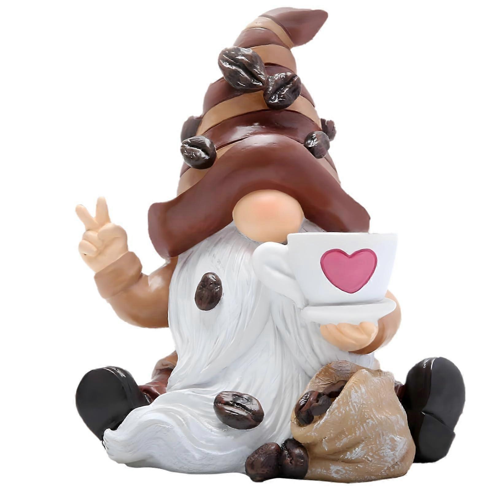 Dwarf For Coffee Lovers Polyresin Figurine, Desk And Home Decor, Quirky Gnome Style, For Any Occasion