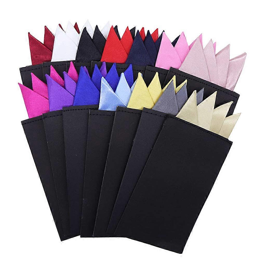 PreFolded Pocket Squares On Card Polyester Suit Handkerchief 8 pieces