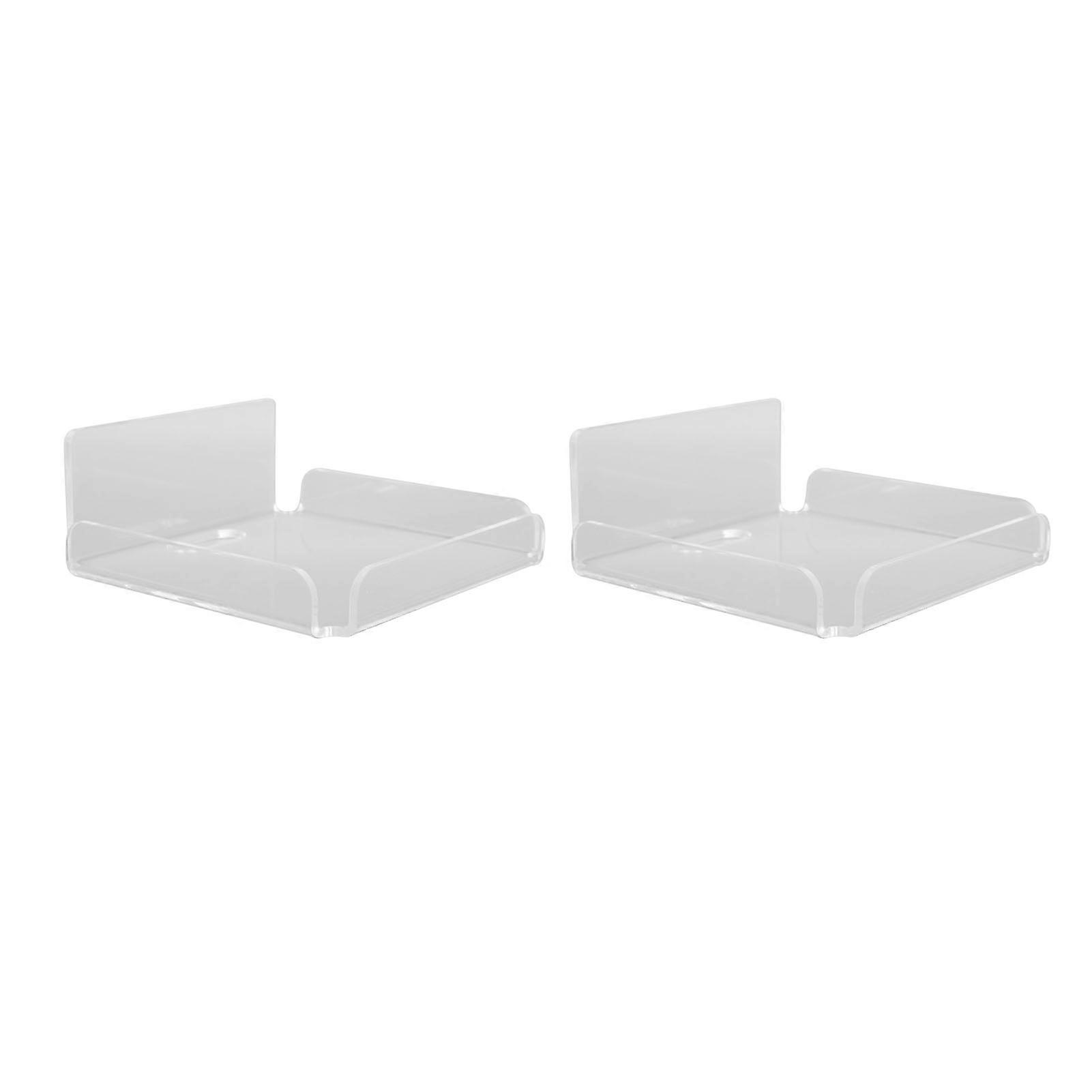 2pcs Small Speaker Wall Shelf Acrylic Adhesive Multi Angle Adjustment Space Saving Security Cameras Floating Shelf for Home Office 