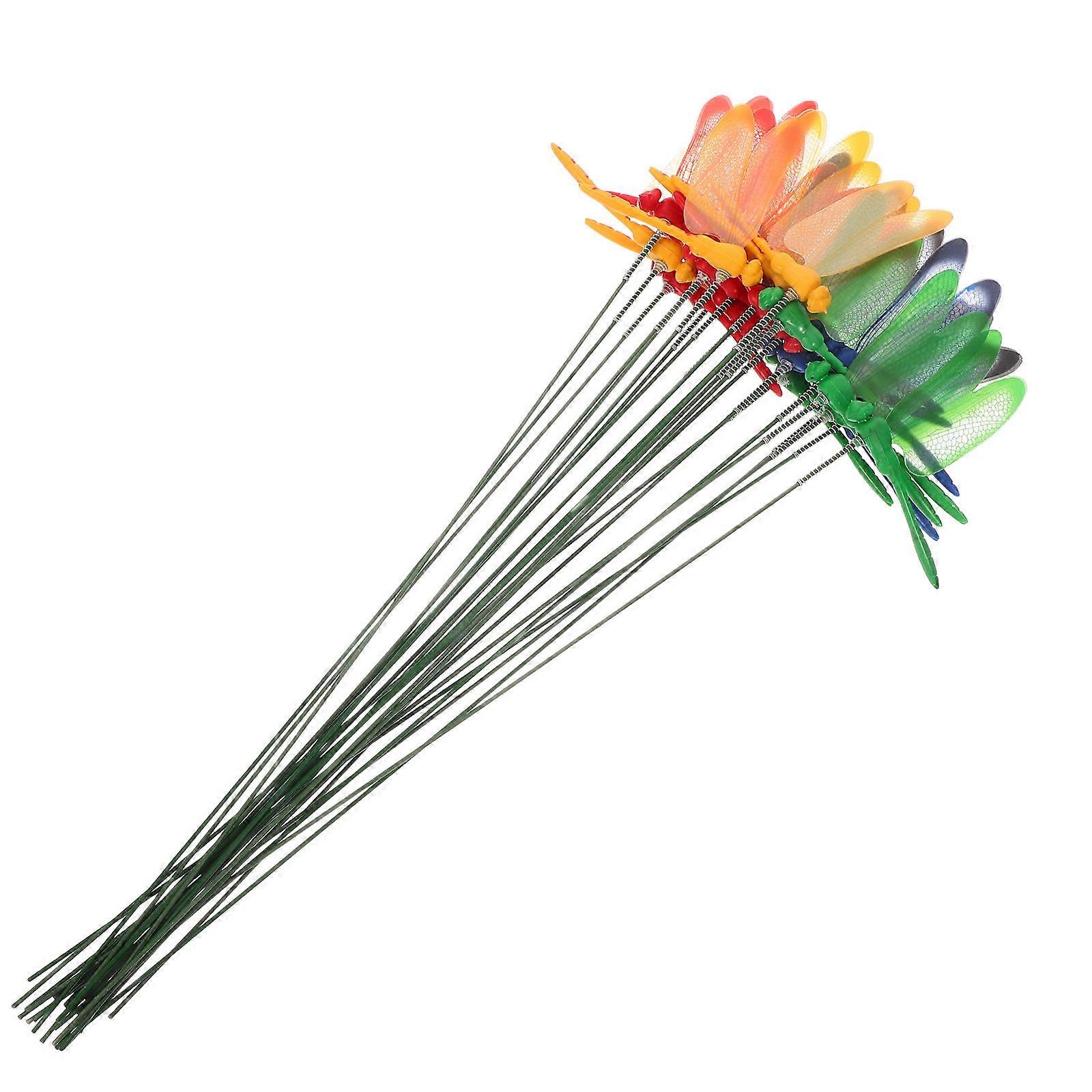 24PCS Lifelike Dragonfly Stakes Garden Decor Simulation Animal Figurines Outdoor Planter Stick Decorations for Patio Fairy Gardens Easy Installation