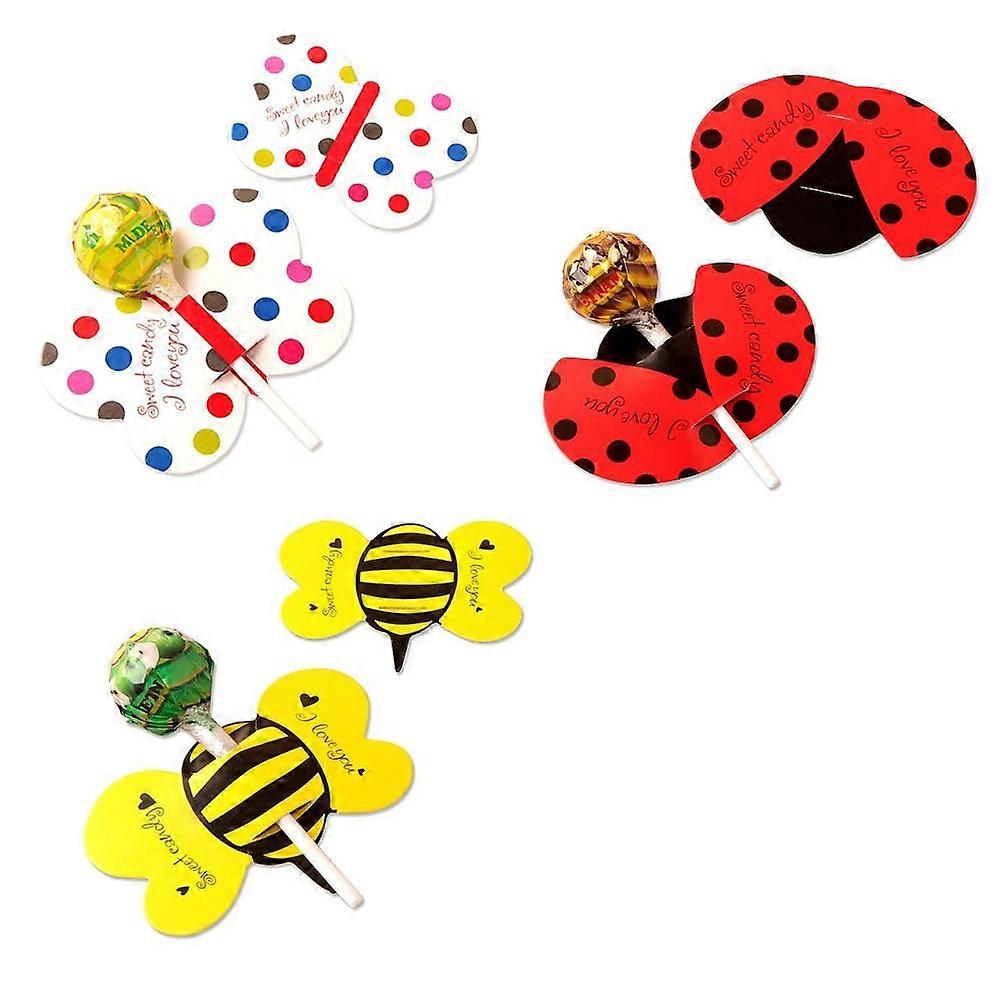 Ladybug Lollipop Candy Card DIY Lollipop Paper Cards Children's Party Holiday Gathering .5*5.5cm Decoration 100Pcs