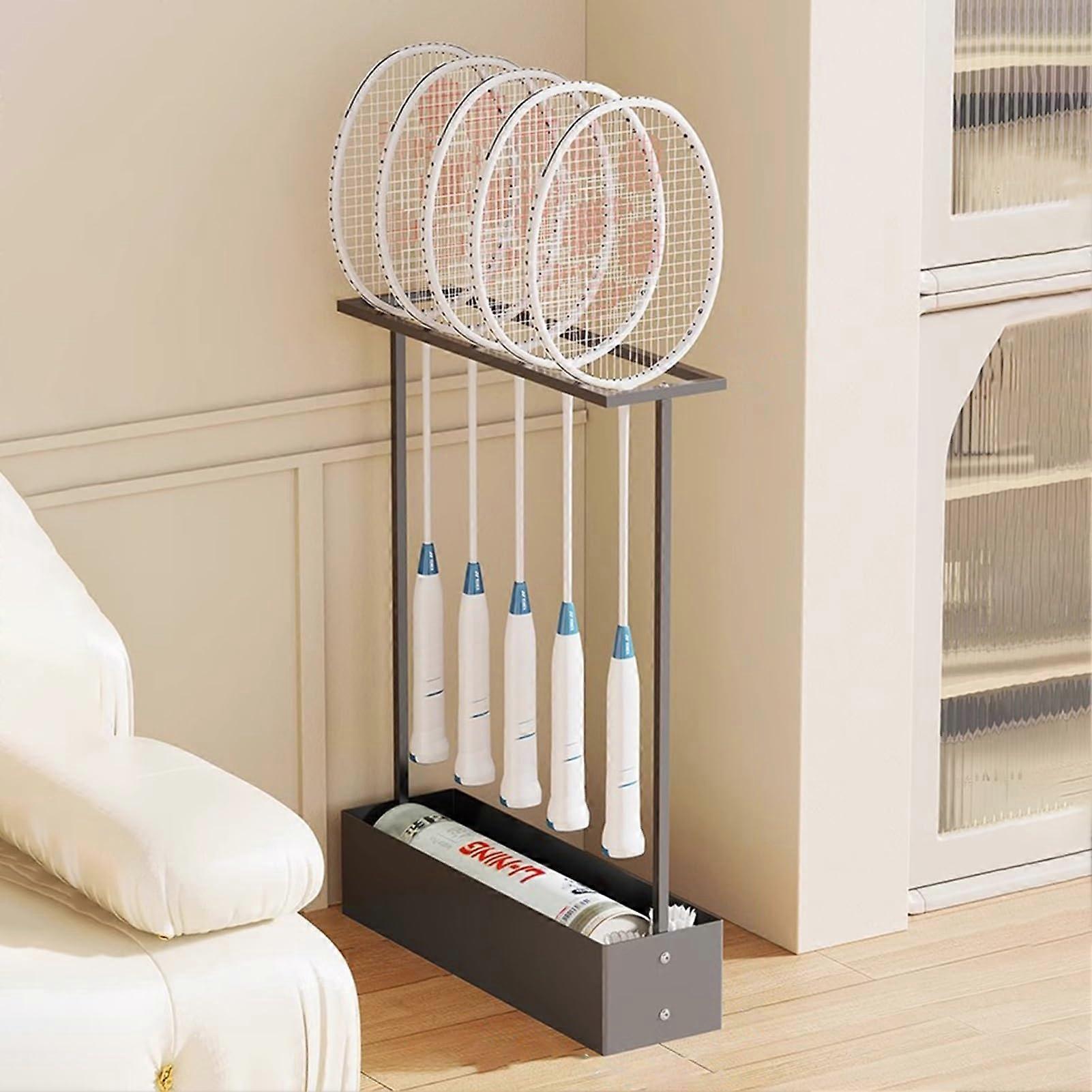 Vertical badminton racket storage rack, Spacesaving sports stand, Corner organizer for living room(Black)
