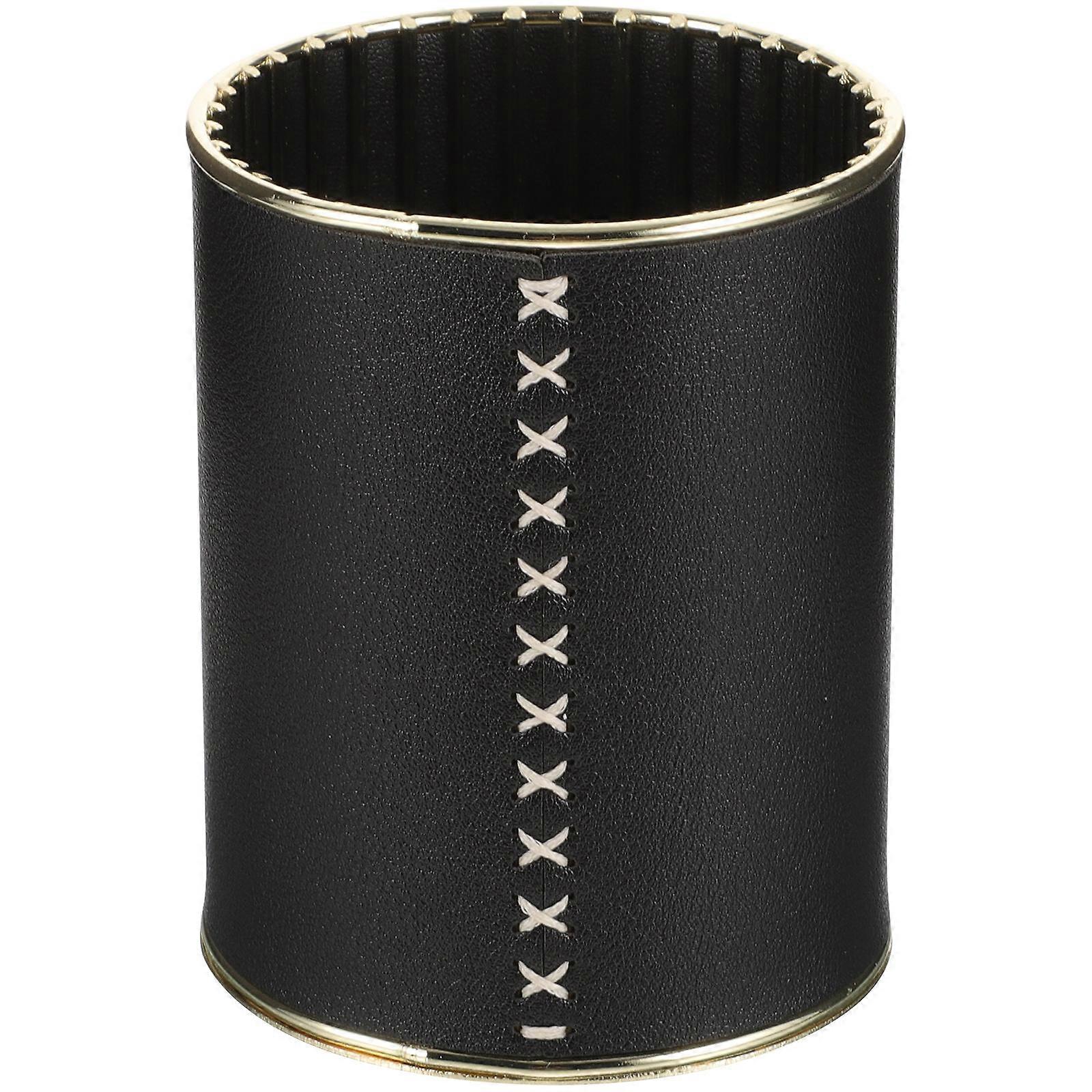Pen Storage Cup Leather Desktop Pen Holder Multi-Use Container Office 1Pack