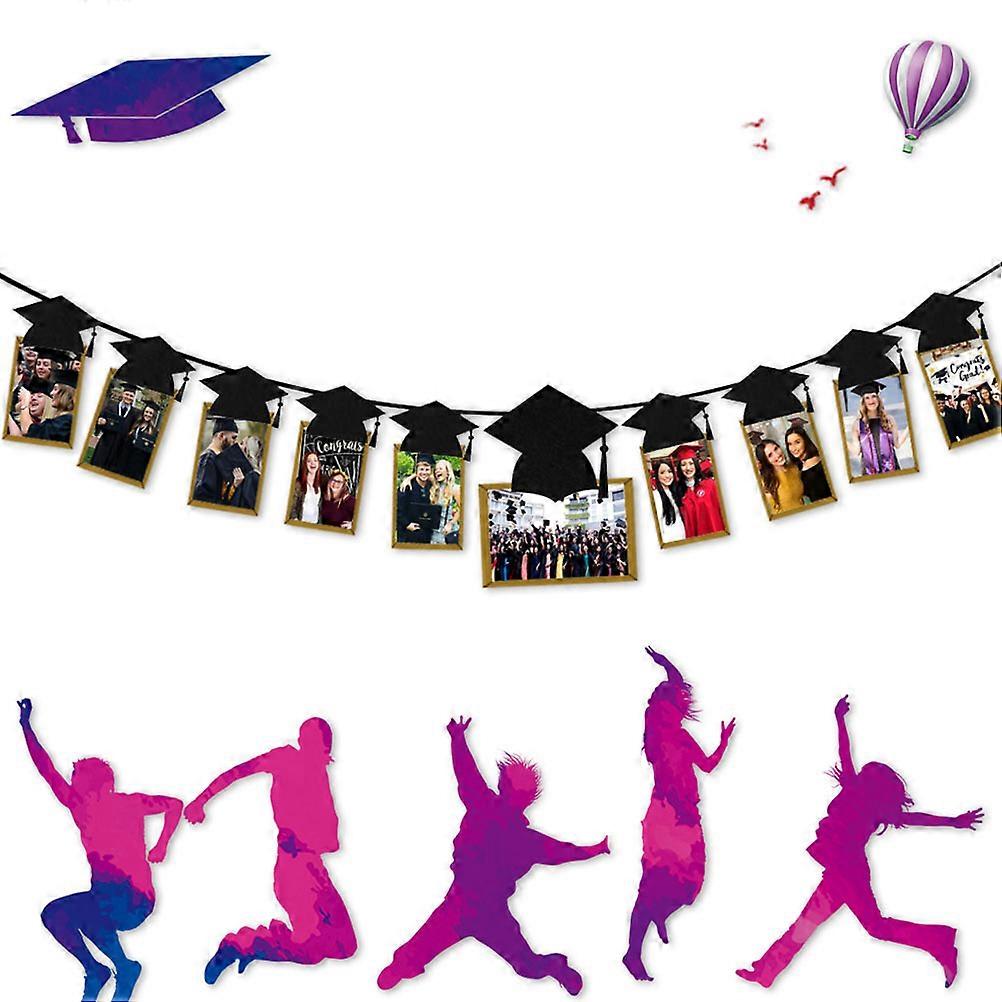 卒業パーティー写真小道具サイン生地の装飾200x13x17cm 2セットブラック