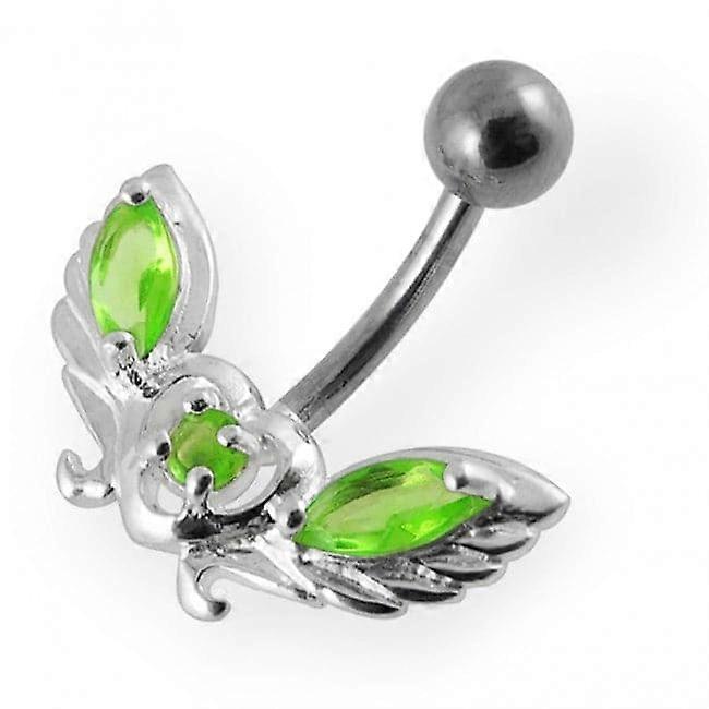 Jewelled Wings With Heart Non-moving Belly Ring