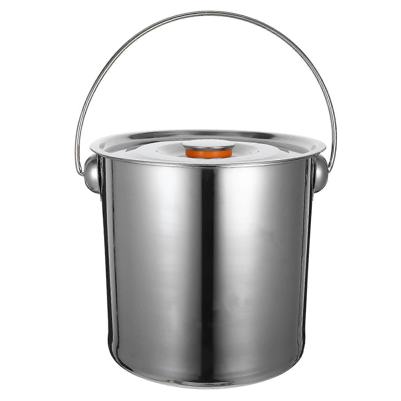 Stainless Steel Bucket Handle Storage Bucket Maintains Dryness and Cleanliness Home Barbecues Square 1Pcs