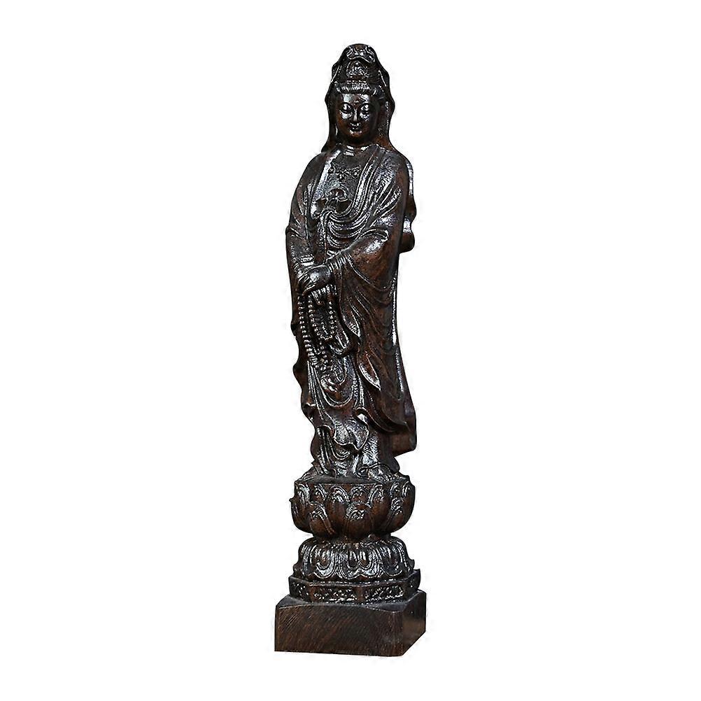 Vintage Architectural Model Ornaments Avalokitesvara Figurine Buddhism Decor Wood Sculpture 1Pack
