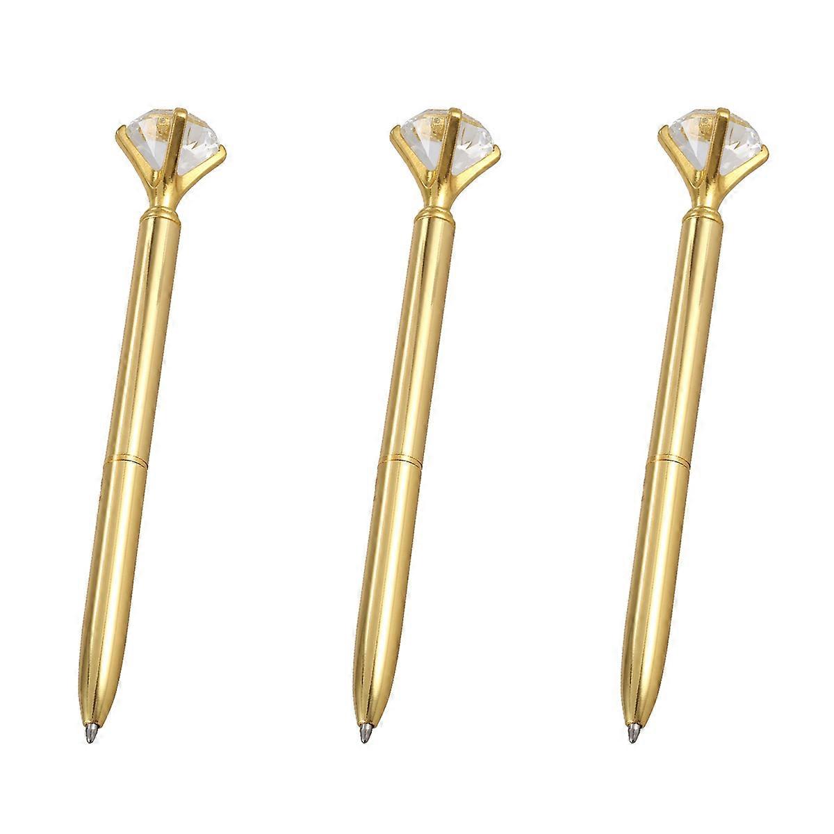 Ballpoint Pen alloy Ball Pen With Large Diamond Black Refill Gold