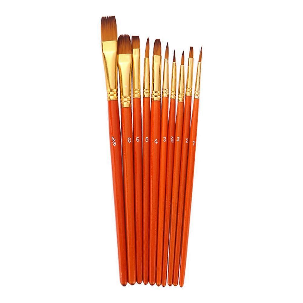 Gouache Brushes Nylon Wool Wood Handle Oil Acrylic for Students Artists Use 10Pcs