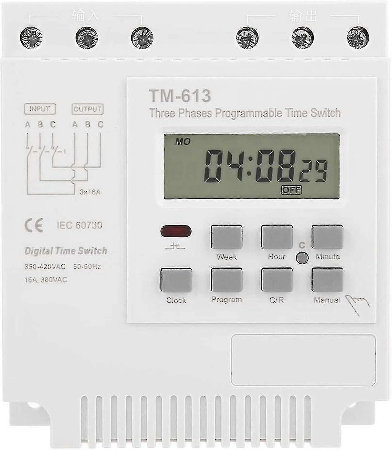 Relais temporel programmable 380v, tm-163 50-60hz Mini Power Off Smart Digital Interrupteur de minuterie de puissance de contrôle programmable hebdomadaire, 3 phases Oxygénation de l’étang à poissons