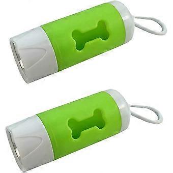 2st Hund Bajs Påsar Dispenser, LED-Ficklampa Pet Waste Bag Dispenser Hållare
