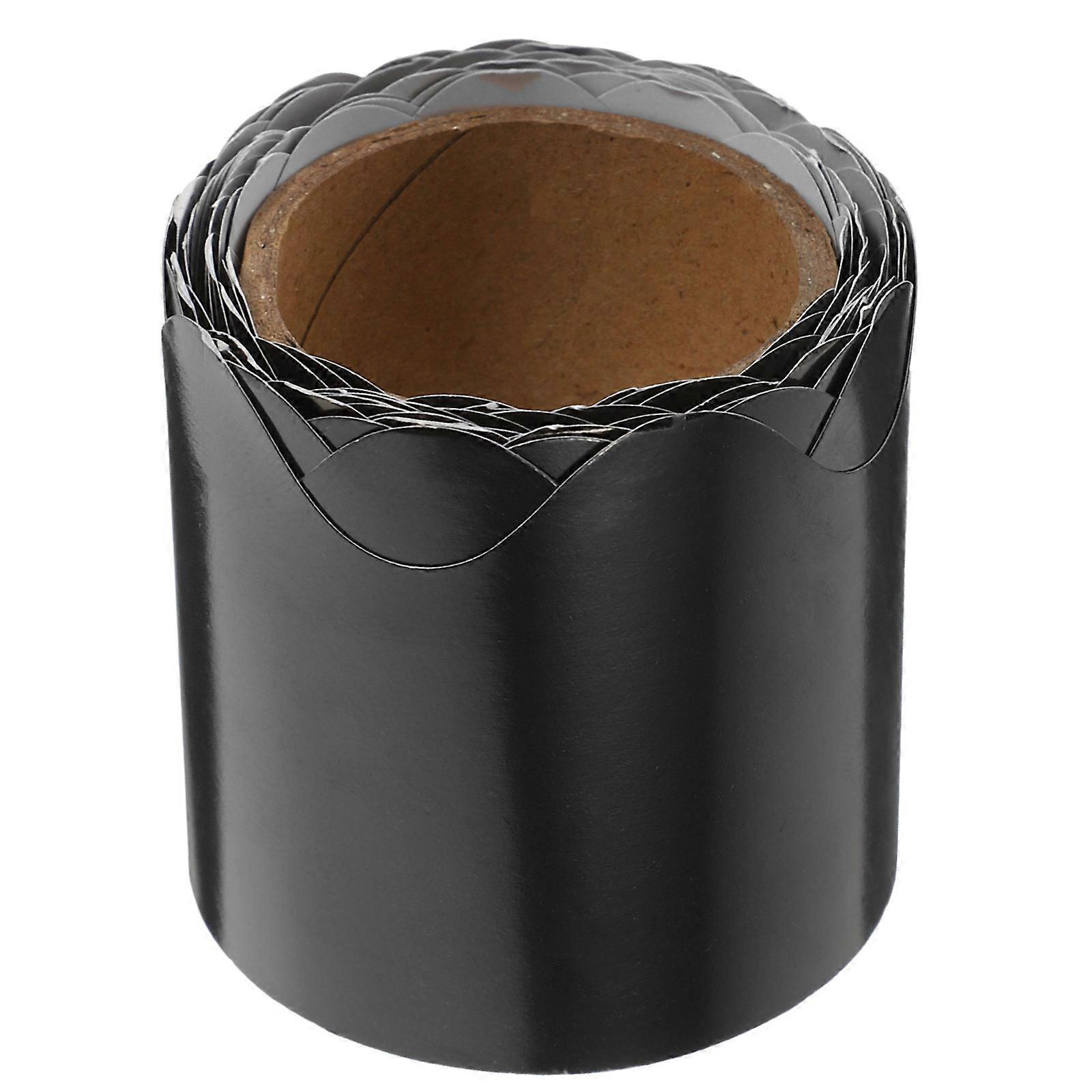 Scalloped Bulletin Board Trim Black Wavy Style For Office Decoration 1 Roll