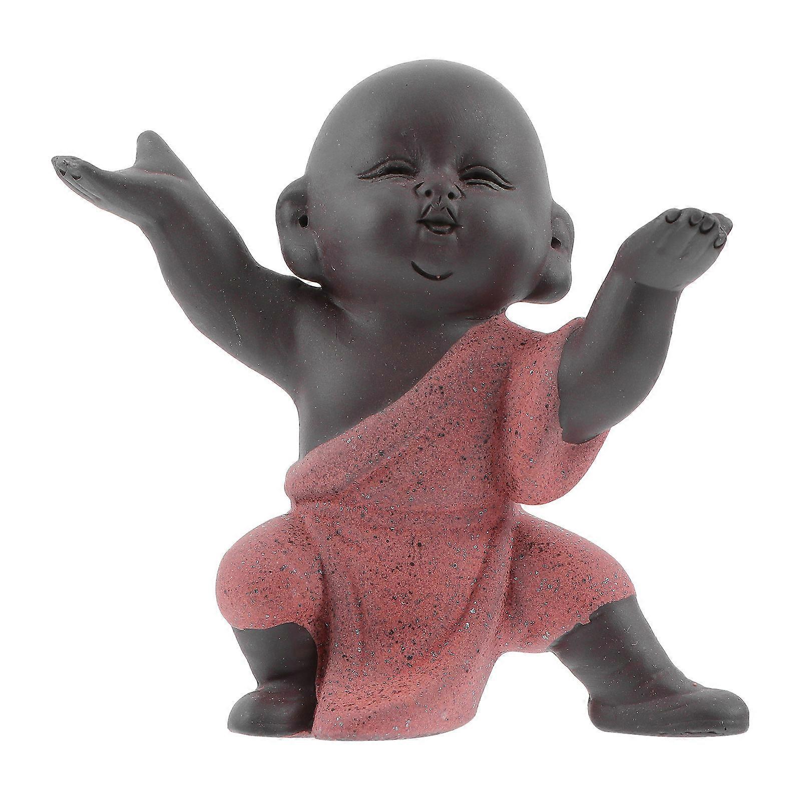 Ceramic Buddha Desk Ornament For Home Decoration Simple Shape Red 9x9cm 1Set