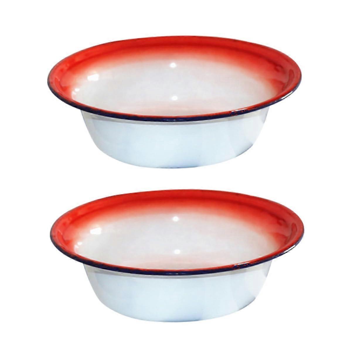 Enamelled Container 2 Large Bowls Base for Soup Rice and Cooking