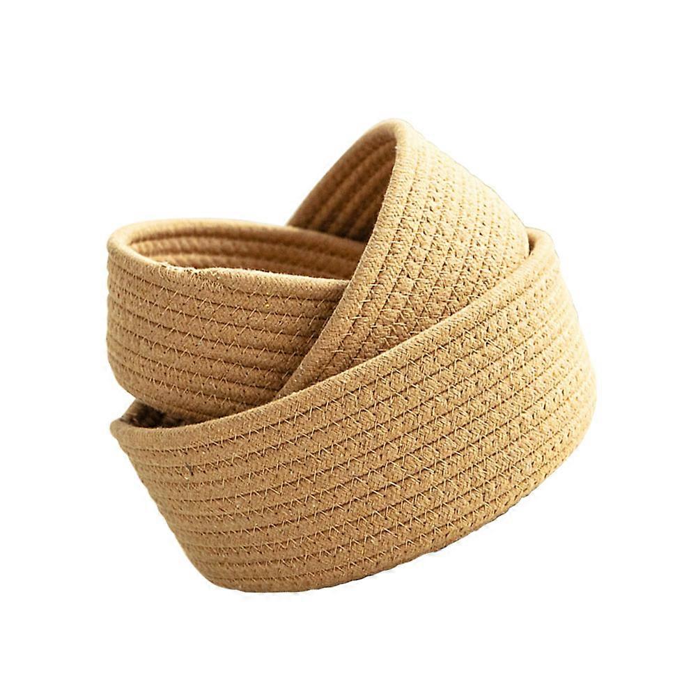 Hand Woven Storage Serving Baskets Cotton Rope Material Round Simple Design For Bathroom 3Pcs