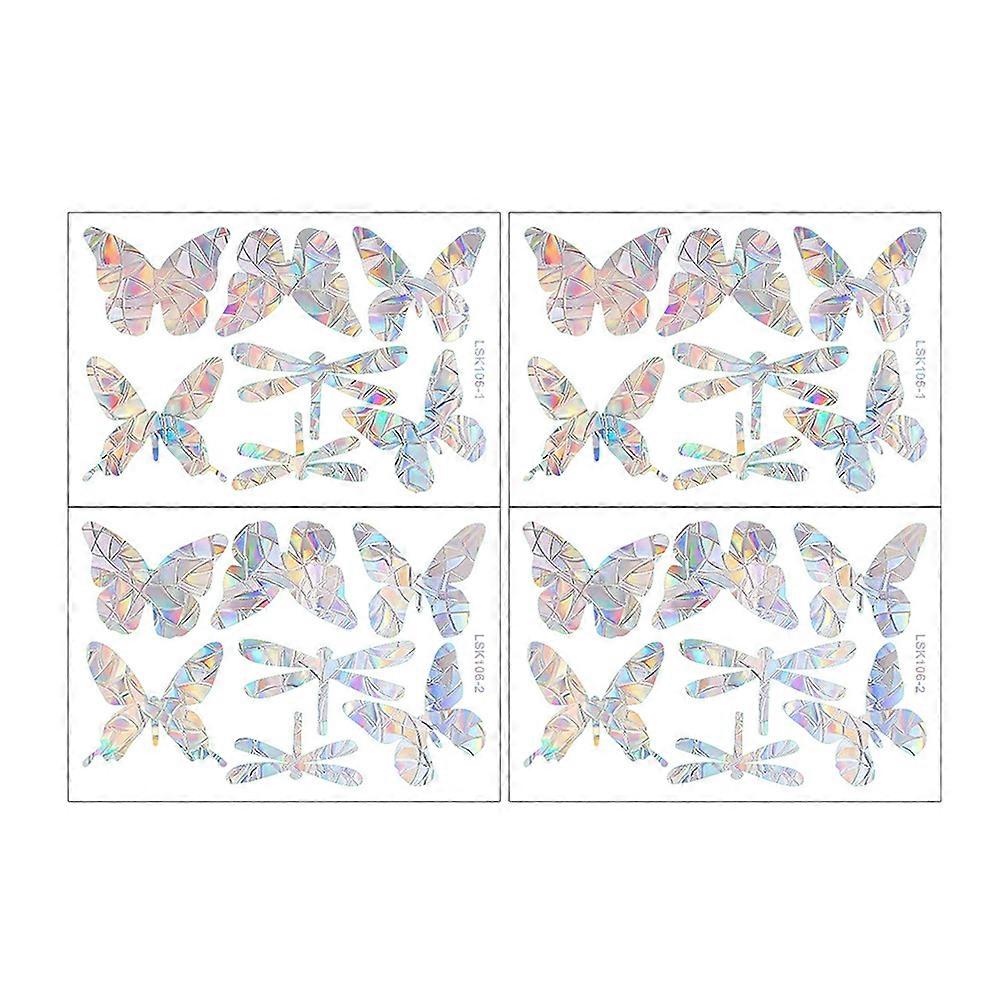 Butterfly Window Sticker Diy Self-Adhesive Bird Collision Prevention Assorted Color 30.00X20.50X0.10Cm 2Sets