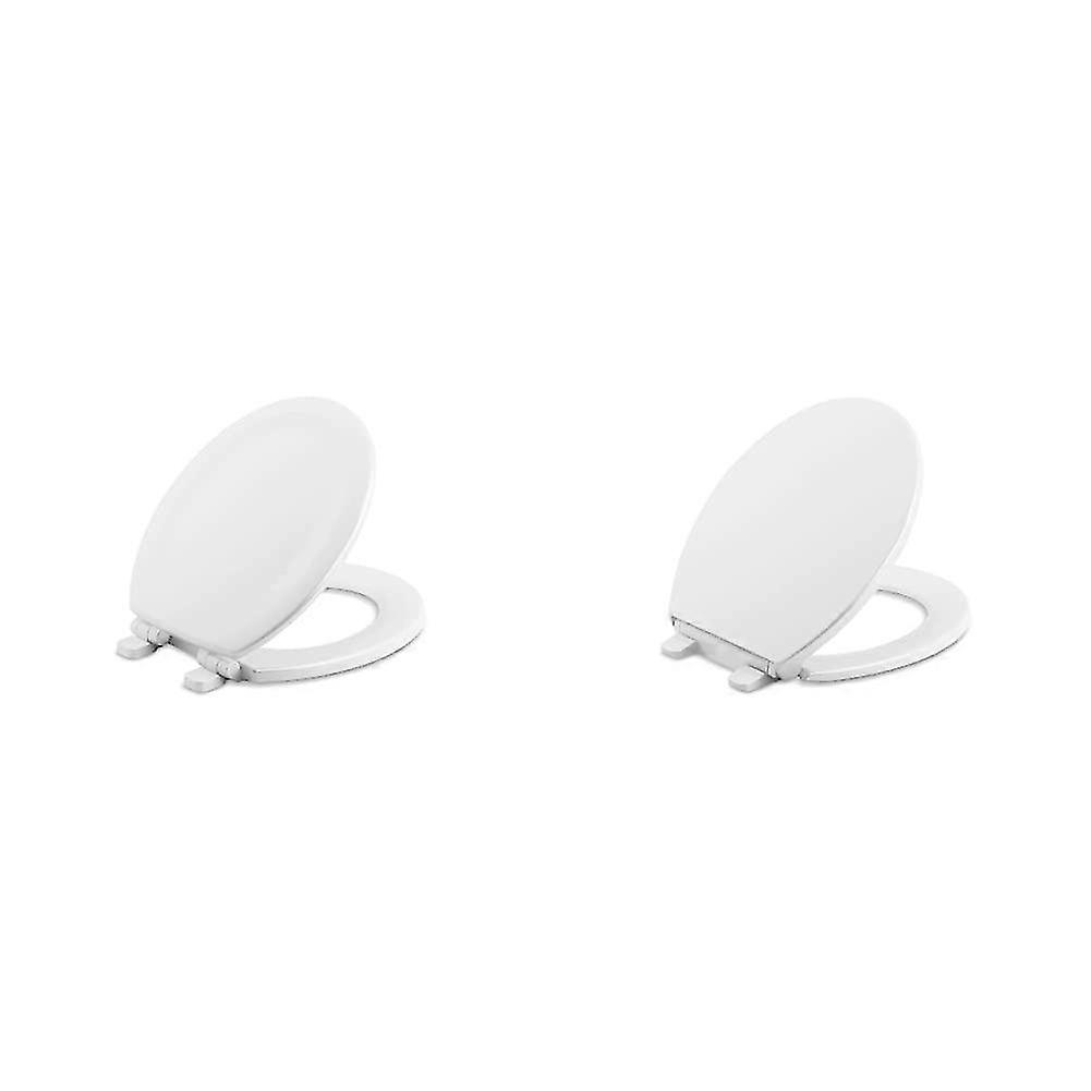 Quiet-Close Round Front Slow-Close Wood Toilet Seat Suitable for Certain Brands White