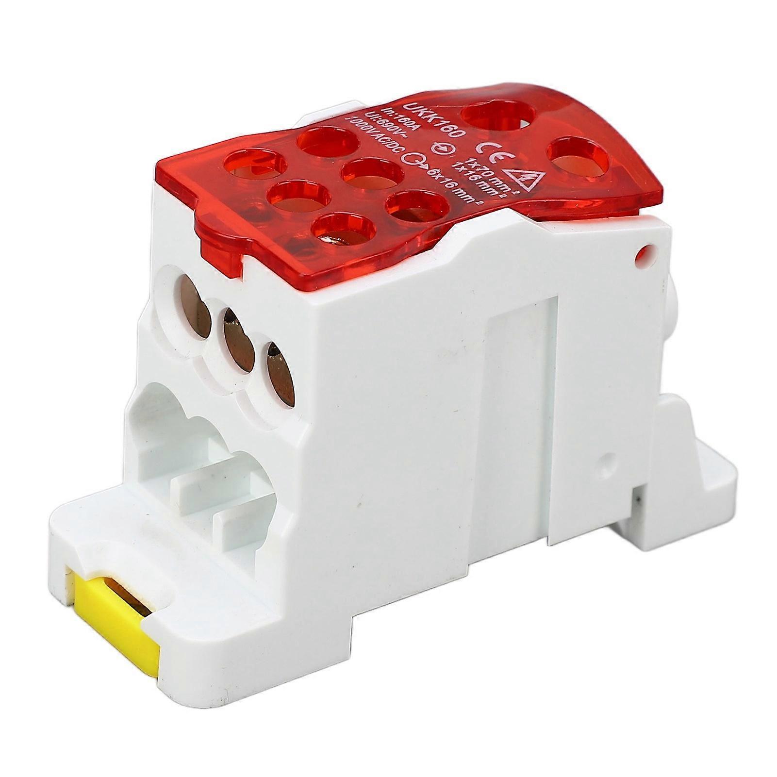 Terminal Distribution Box 690V 160A DIN Rail Terminal Block Power Junction Box for Electricity Red 