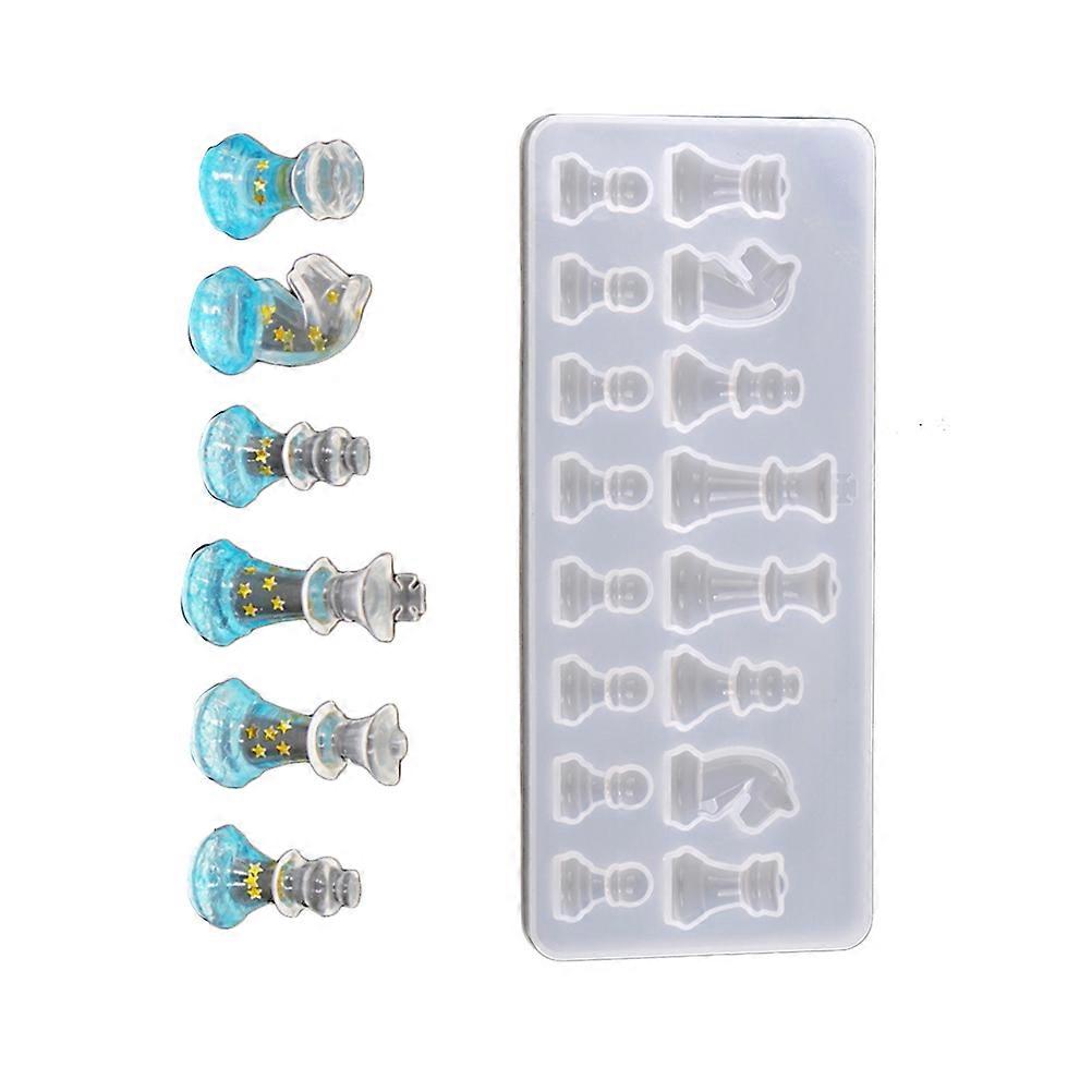 Chess Pieces Mold Recyclable DIY Tool for Craft Making Transparent Silicone 22.4*7.5cm 1Pack