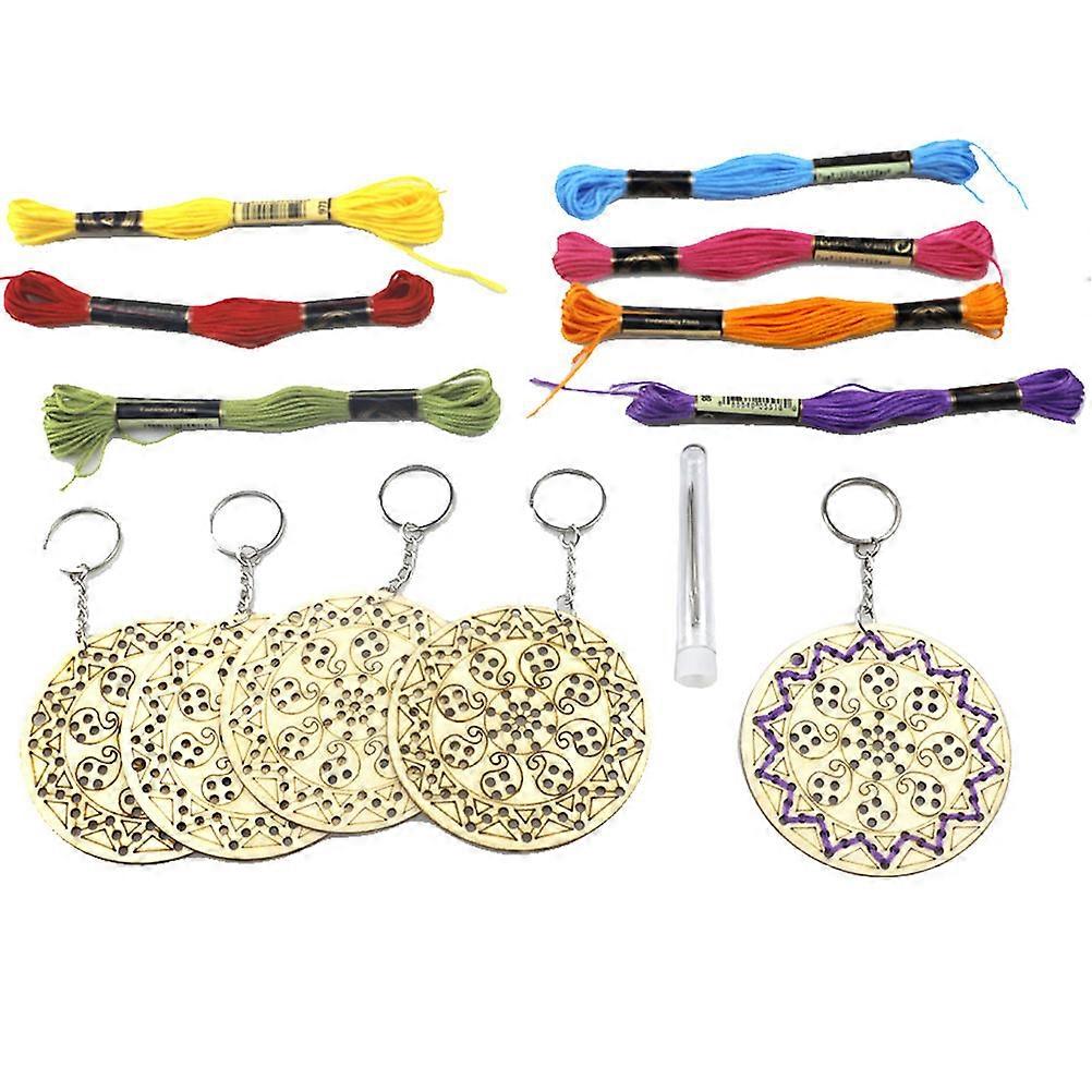 Embroidery Kit Wood Bookmark Cross Stitch Set Christmas Decorations Assorted Color 5Pcs