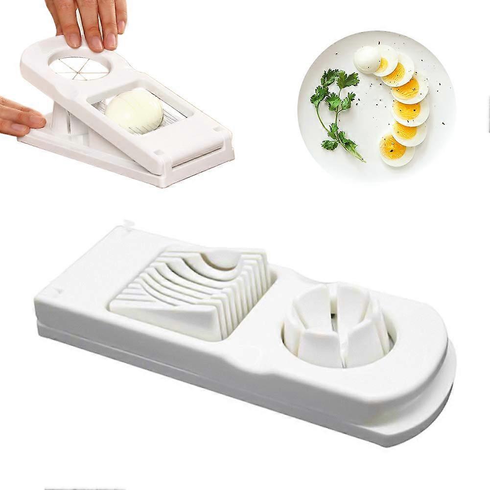 2-in-1 Stainless Steel Egg Slicer and Divider, Universal Kitchen Appliance for Eggs and Mushrooms, White