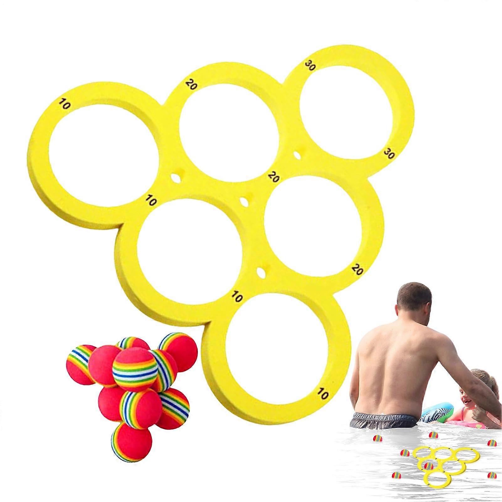 Pool Ball Throwing Game with 1 Ring, 10 Balls and Numbered Rings