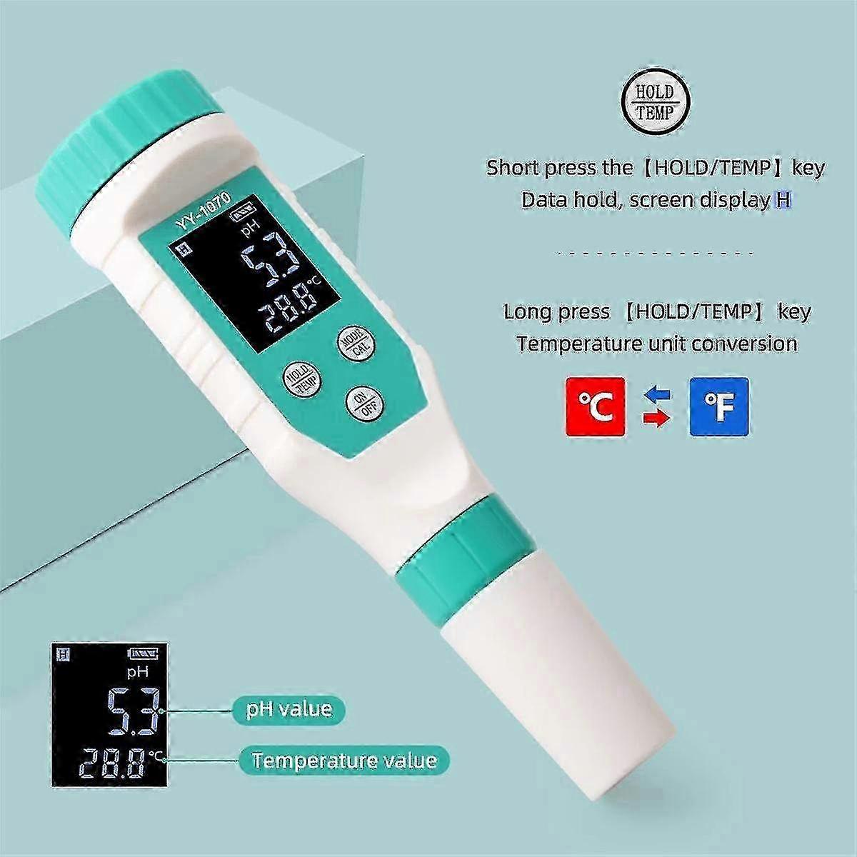 7 in 1 Digital Water Tester for Swimming Pool - PH, Free Chlorine, ORP, EC, TDS, Salt & Temperature Meter with IP67 Waterproof Design