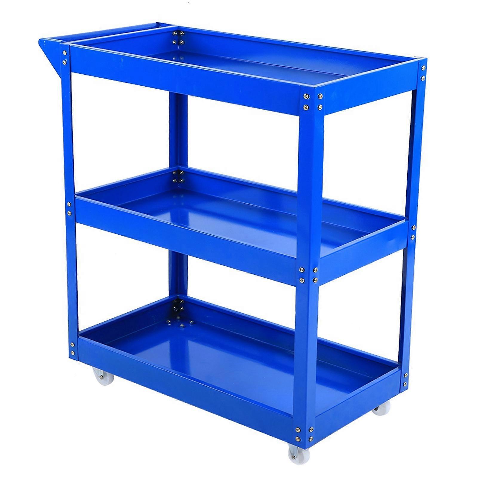 3-Tier Tools Storage Cart Multi-Functional Workshop Garage Heavy-Duty Mobile Trolley(Blue)