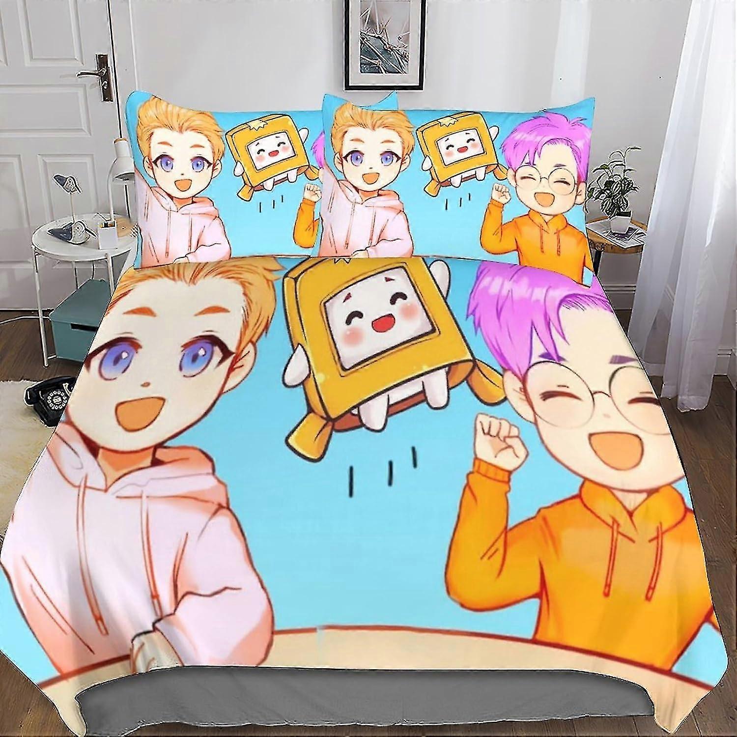 Conjunto de capa de edredom de cama 3D para determinada animação de marca, capa de colcha de microfibra com fecho de zíper, 3 peças, tamanho duplo